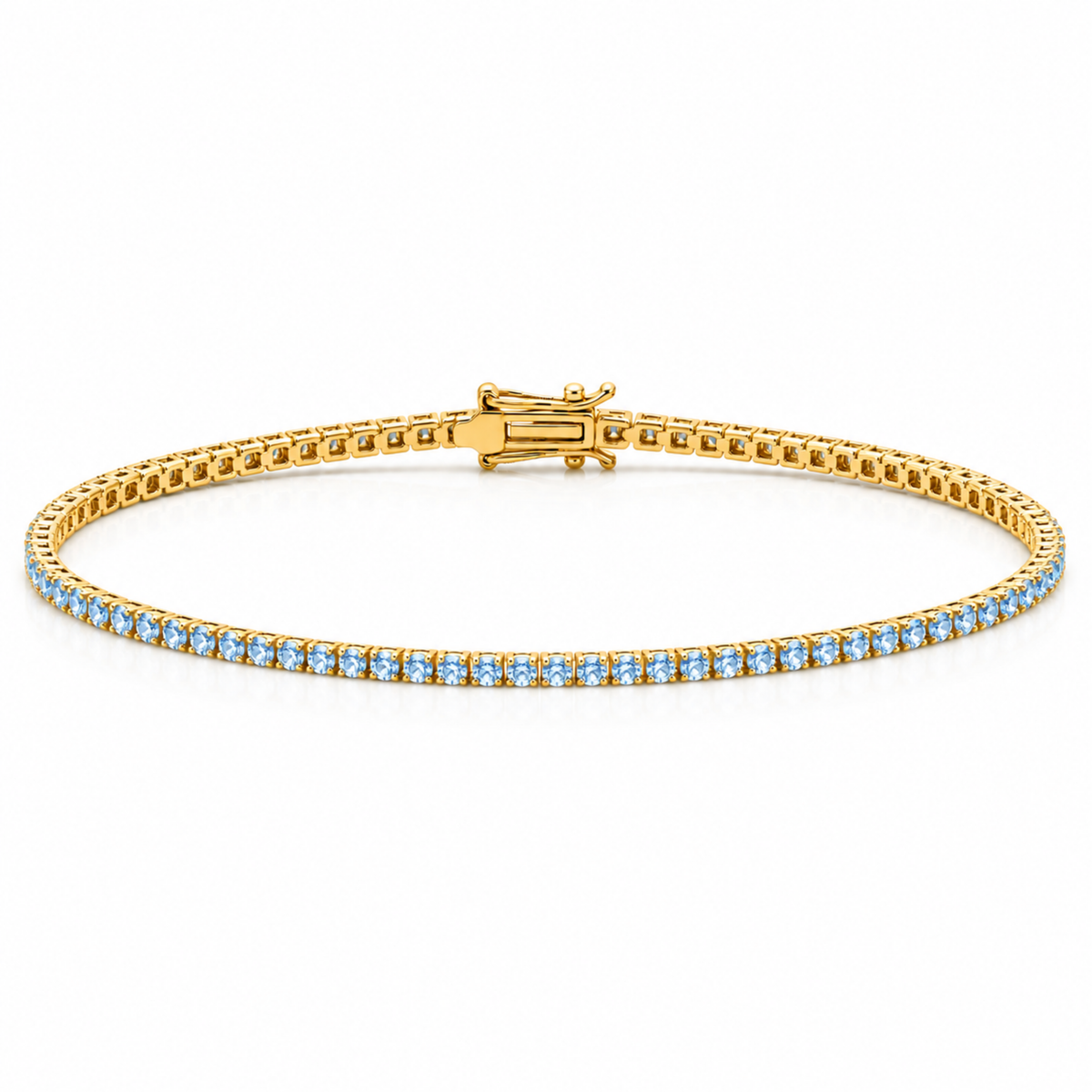 14k Gold Blue Lab-Grown Diamond Tennis Bracelet