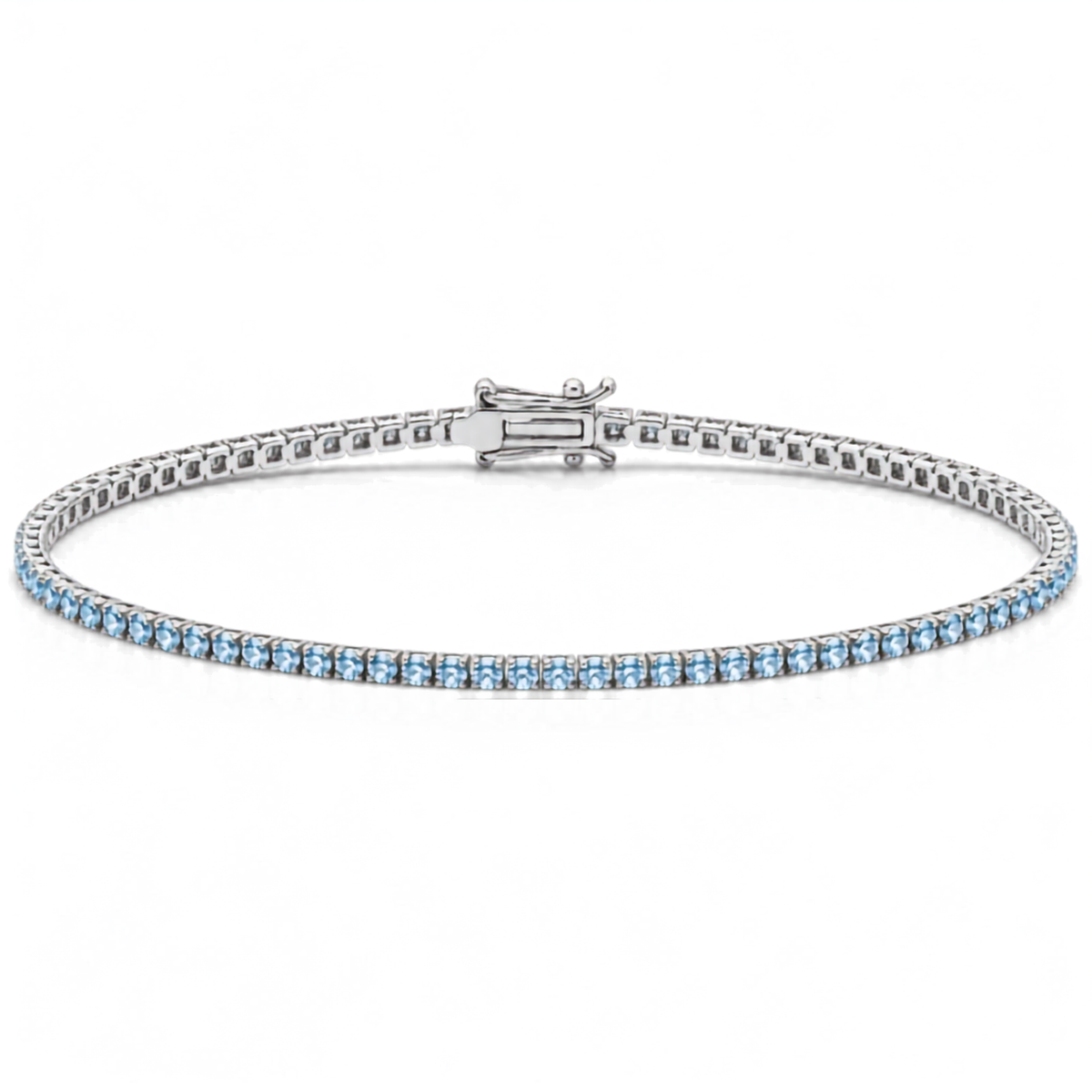 14k Gold Blue Lab-Grown Diamond Tennis Bracelet