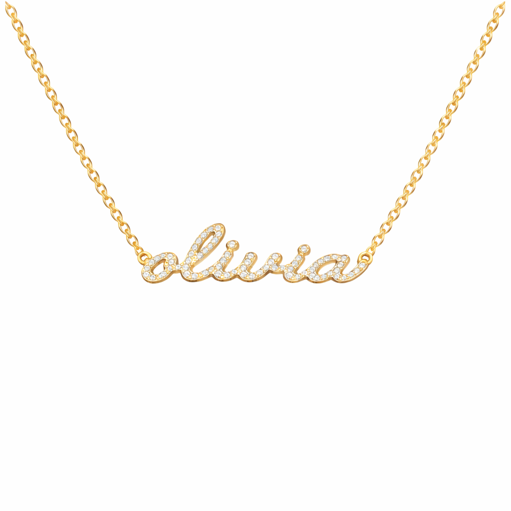 Birthstone Name Necklace in Cursive