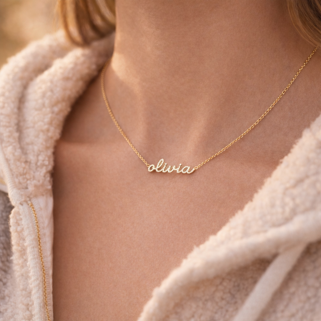 Pavé Name Necklace in Cursive