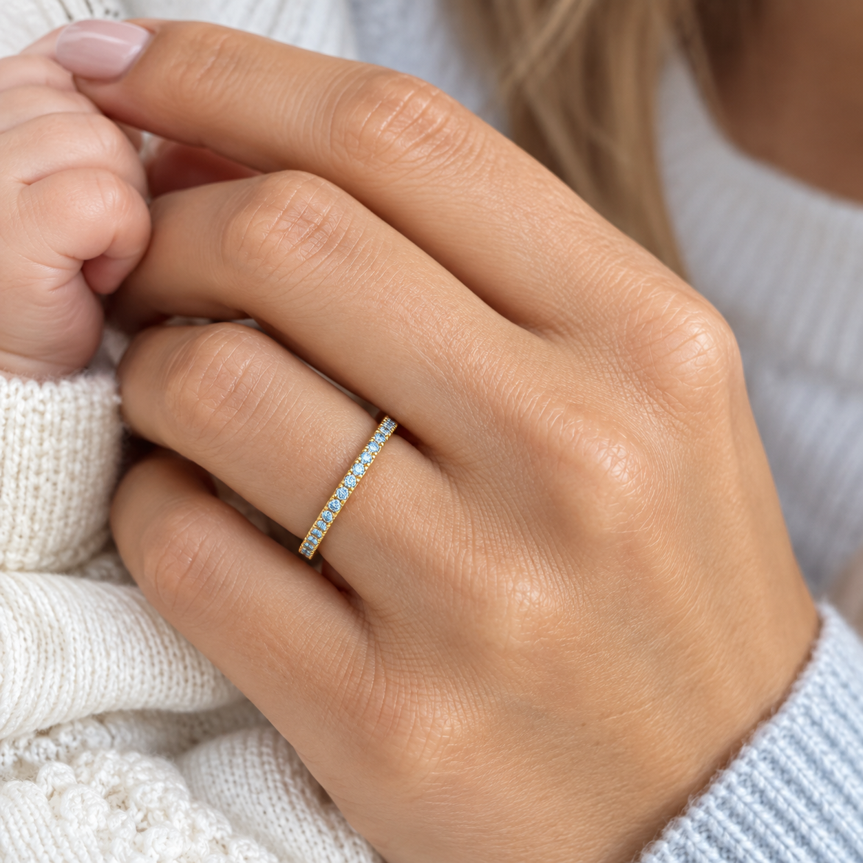 14k Gold 1.5mm Blue Lab-Grown Diamond Ring