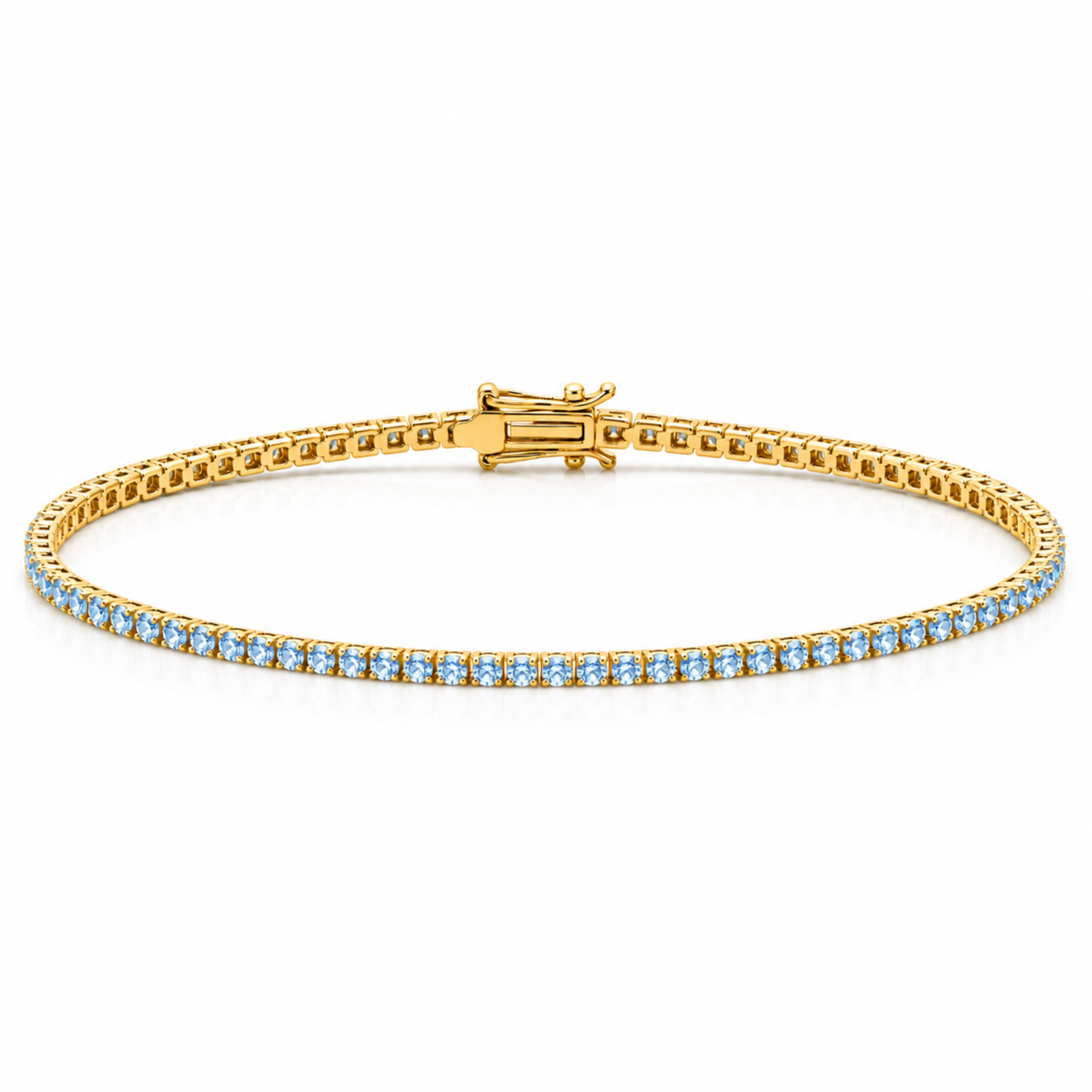 14k Gold Blue Lab-Grown Diamond Tennis Bracelet
