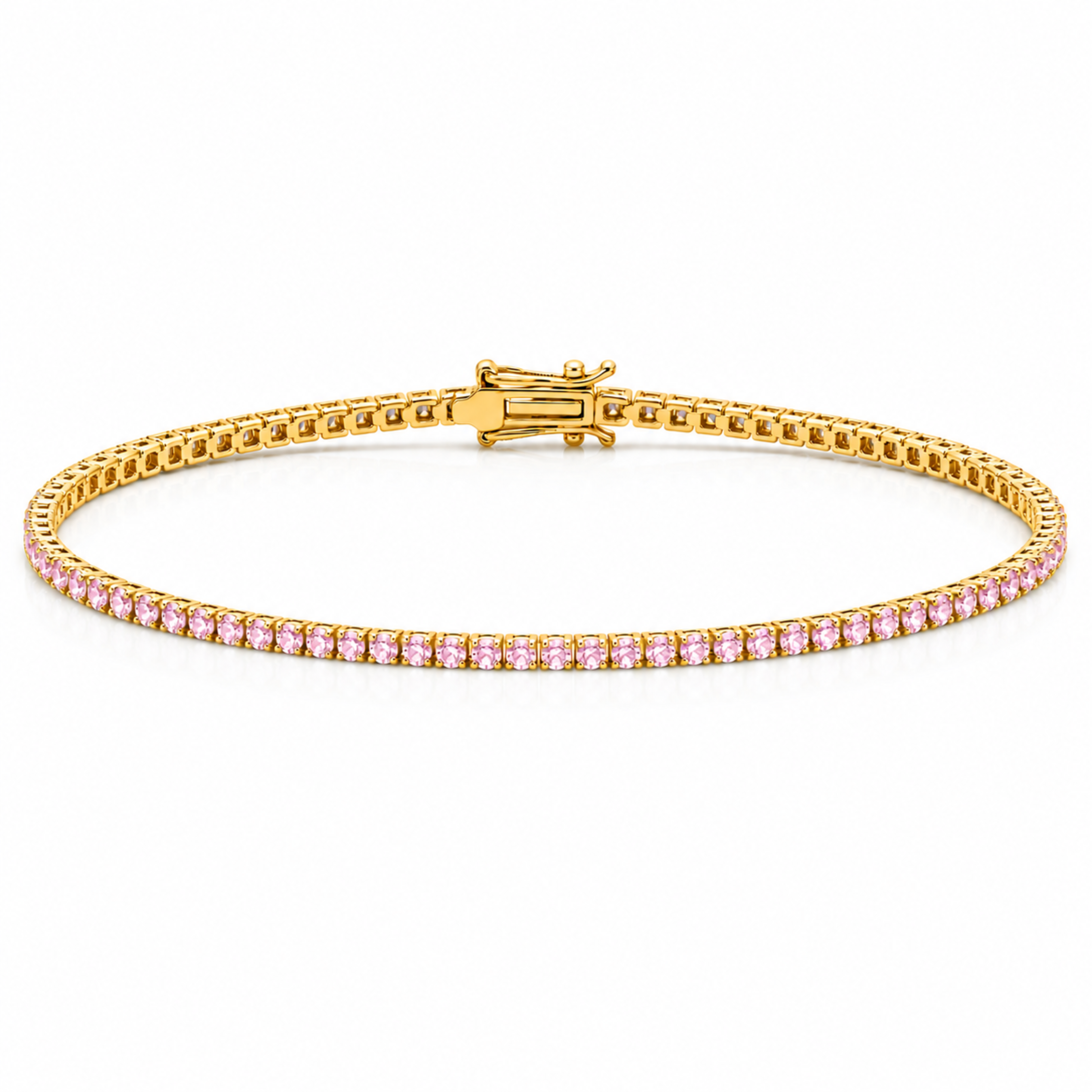14k Gold Pink Lab-Grown Diamond Tennis Bracelet