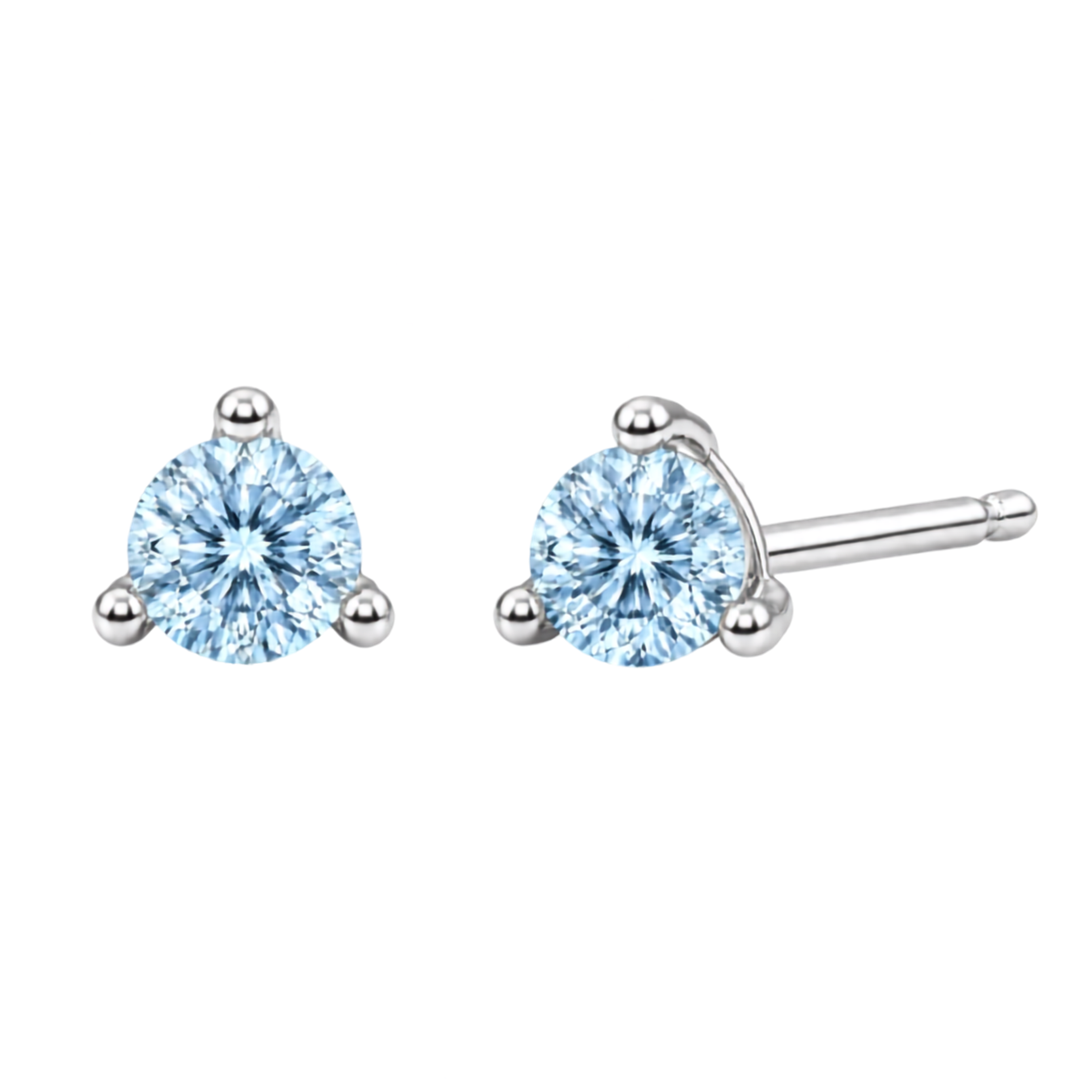 14k Gold 3mm Blue Lab-Grown Diamond Stud Earrings