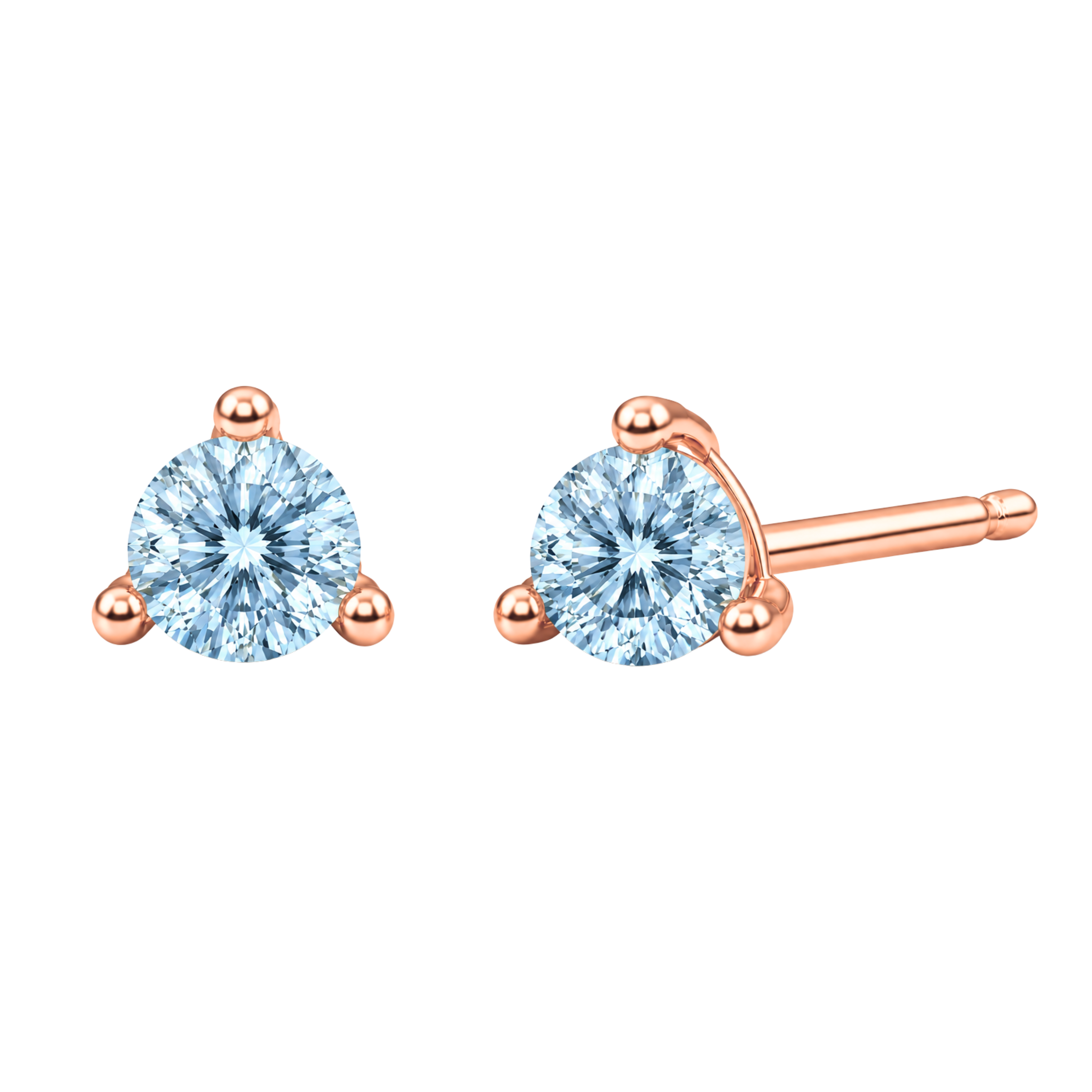 14k Gold 3mm Blue Lab-Grown Diamond Stud Earrings