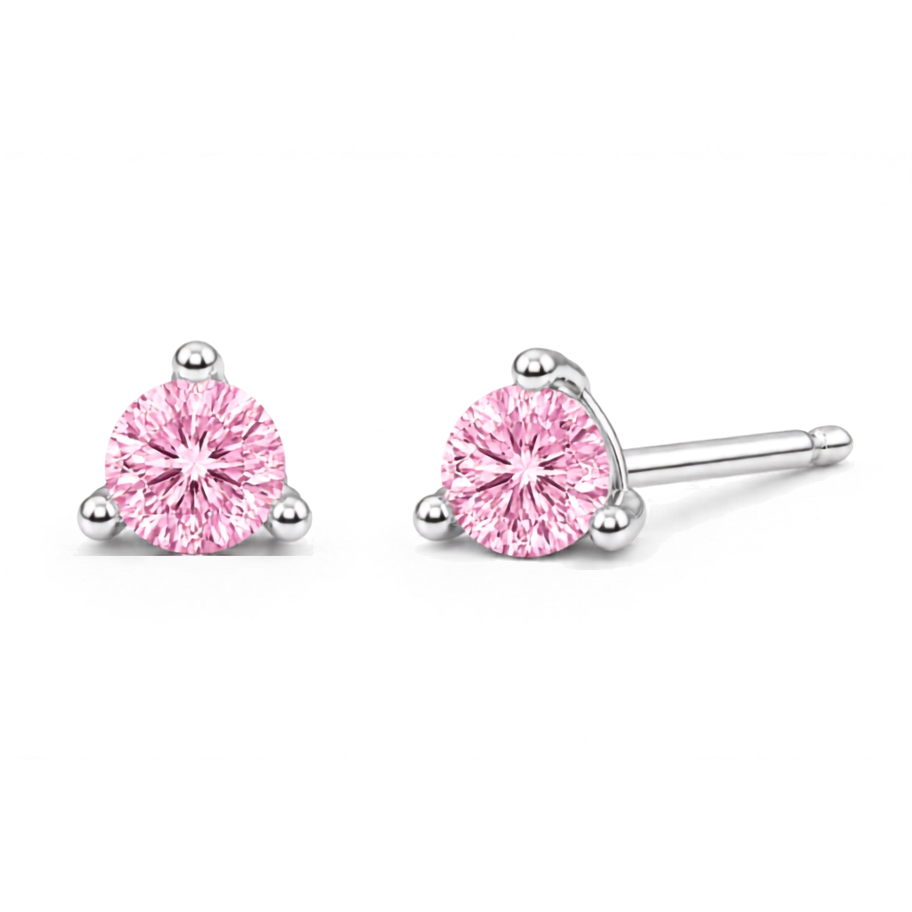14k Gold 3mm Pink Lab-Grown Diamond Stud Earrings