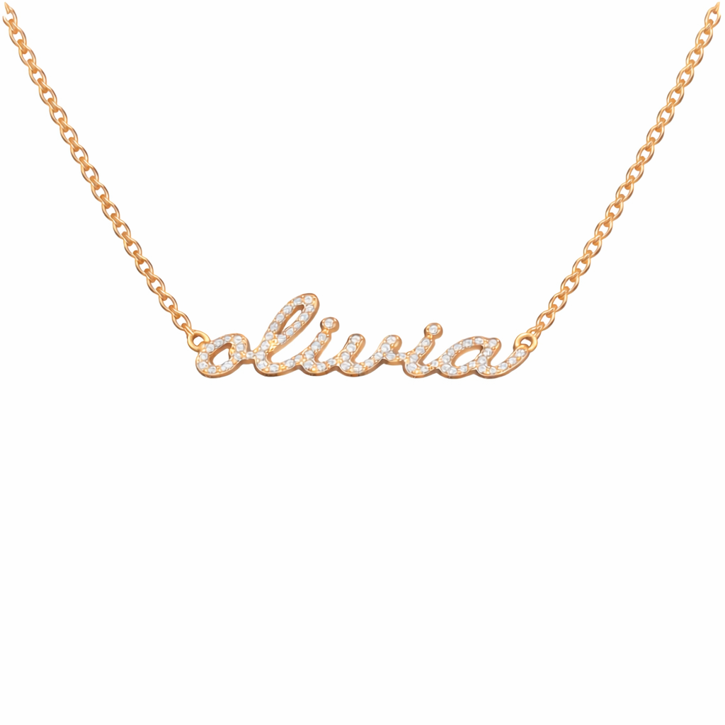 Birthstone Name Necklace in Cursive