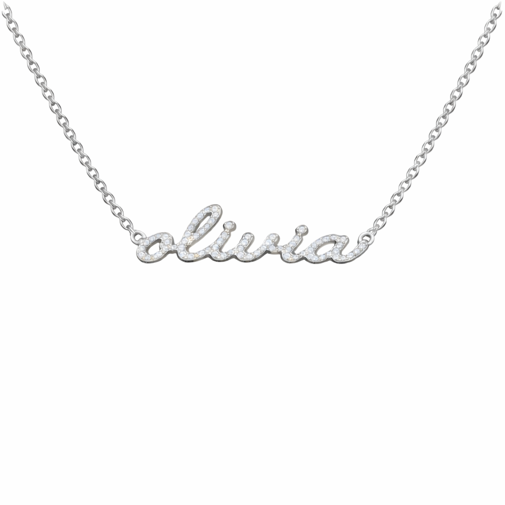 Birthstone Name Necklace in Cursive