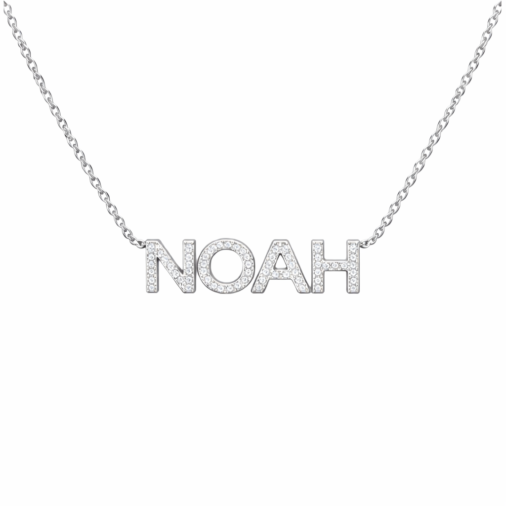 Birthstone Name Necklace in Block