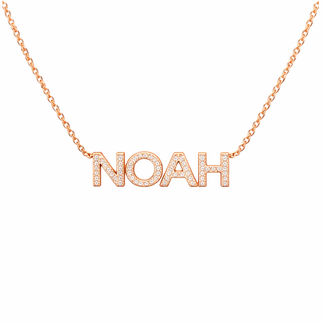 Birthstone Name Necklace in Block