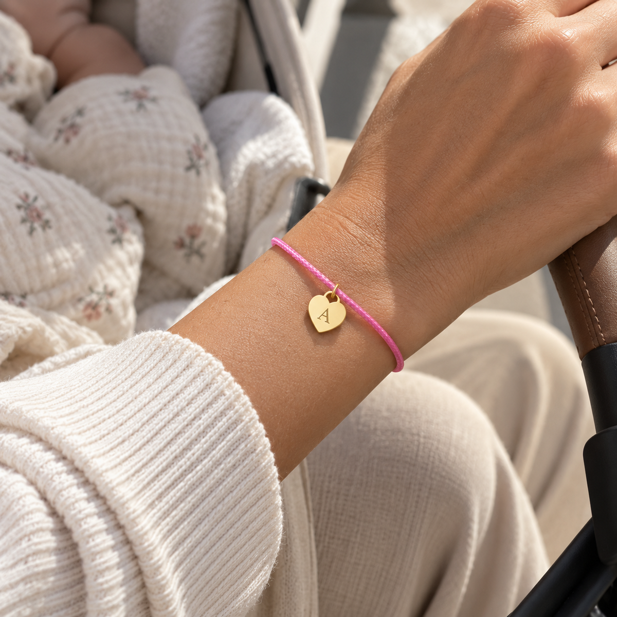 Pink Personalized Cord Bracelet