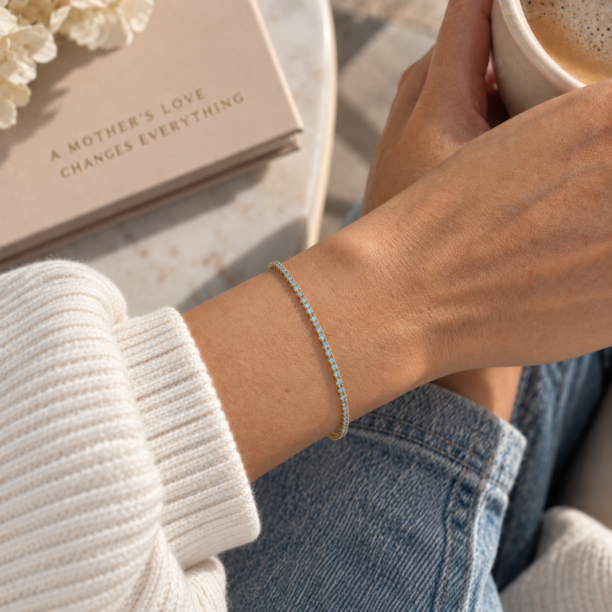 14k Gold Blue Lab-Grown Diamond Tennis Bracelet
