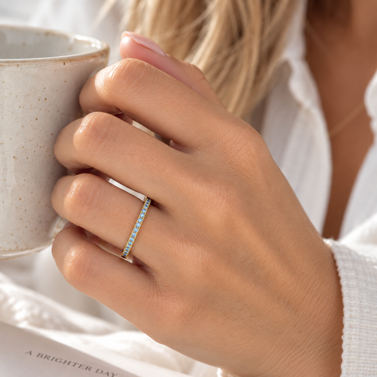 14k Gold 1.5mm Blue Lab-Grown Diamond Ring